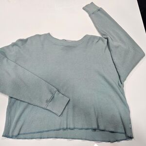Women's Blue Waffle Knit Top